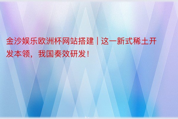 金沙娱乐欧洲杯网站搭建 | 这一新式稀土开发本领，我国奏效研发！